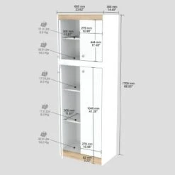 4 Doors Kitchen Storage Cabinet White/Oak - Inval -Furniture Specialty Store GUEST 003d01f3 1d1f 4935 b709 2e2b563a2f45