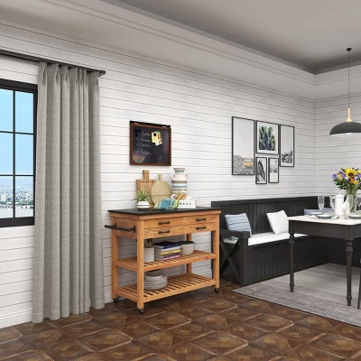 Coastal Wood Kitchen Cart Brown - Olivia & May 21 Coastal Wood Kitchen Cart Brown - Olivia & May - Image 19