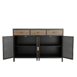 47.64" Freestanding 4 Door Sideboard With 3 Top Drawers, Dark Gray - ModernLuxe -Furniture Specialty Store GUEST 0184af08 e31f 4fd7 b905 245037536e6a
