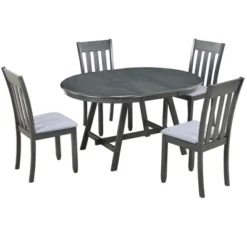 5 PCS Round Wood Extendable Dining Table Set With 4 Dining Chairs-ModernLuxe -Furniture Specialty Store GUEST 01ce7566 5129 4017 b87a e2be86d7fdf9