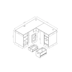 Ghally Locking Drawer L-Shape Desk With USB Ports Dark Gray - MiBasics -Furniture Specialty Store GUEST 02127ce5 b27e 44b6 b8d4 1e80d29ae5a5