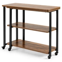 Costway Patented Sofa Side End Table 360° Rotating Bookcase W/Storage Shelves & Wheels Brown/Rustic Brown/Natural -Furniture Specialty Store GUEST 034c8147 7e21 4d3b a4bf e1d7e49f9f96