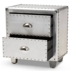 2 Drawer Davet Metal Nightstand Silver - Baxton Studio -Furniture Specialty Store GUEST 034d4b9d 9694 4923 9b76 5a4cef44c5fd