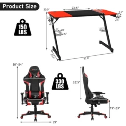 Costway Gaming Desk & Chair Set Z-Shaped Racing Style Desk With Massage Swivel Gaming Chair -Furniture Specialty Store GUEST 036d20b3 71d1 45ab 9816 d9e7d1e337b5