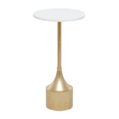 Contemporary Metal And Marble Pedestal Accent Table Gold - Olivia & May -Furniture Specialty Store GUEST 04350a34 5010 4cfa 9a2d eb9c8f82e980