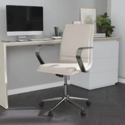 Merrick Lane Mid-Back Home Office Chair With Armrests, Height Adjustable Swivel Seat And Five Star Base