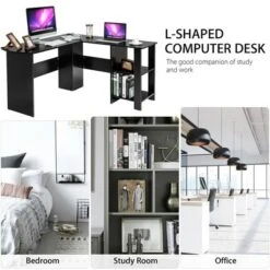 Costway Modern L-Shaped Computer Desk Writing Study Office Corner Desk W/Shelves -Furniture Specialty Store GUEST 04b97631 147e 4fe8 8e0c 379ef46a2789