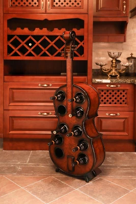 Vintiquewise Decorative 10 Bottle Wooden Cello Shaped Wine Rack 53" Inch Floor Violin 7 Vintiquewise Decorative 10 Bottle Wooden Cello Shaped Wine Rack 53" Inch Floor Violin - Image 5
