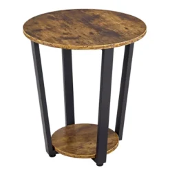 Yaheetech Industrial Side Table, Round Sofa Table With Storage Rack -Furniture Specialty Store GUEST 0514f2bc 8fc8 4c4d 839b df59747fa380