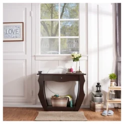 Coralli Modern Cut Out Sofa Table Walnut - HOMES: Inside + Out -Furniture Specialty Store GUEST 059225fc 35b0 465b 849d 38d8ebaf4ec6