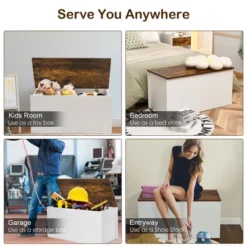 Costway Flip-top Storage Chest Lift Top Storage Bench Wooden Deck Box Toy Box -Furniture Specialty Store GUEST 06300af1 1174 4f39 a62a 3dd284d71613