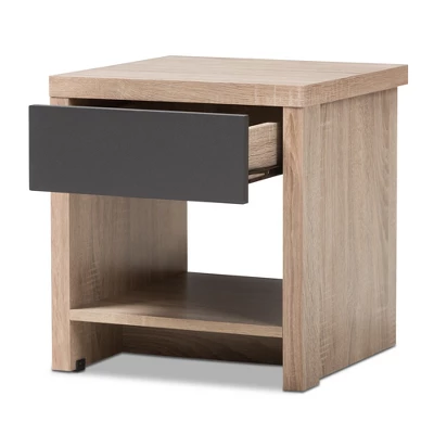 Jamie Modern And Contemporary Two - Tone Wood 1 - Drawer 1 - Shelf Nightstand - Brown - Baxton Studio 3 Jamie Modern And Contemporary Two - Tone Wood 1 - Drawer 1 - Shelf Nightstand - Brown - Baxton Studio