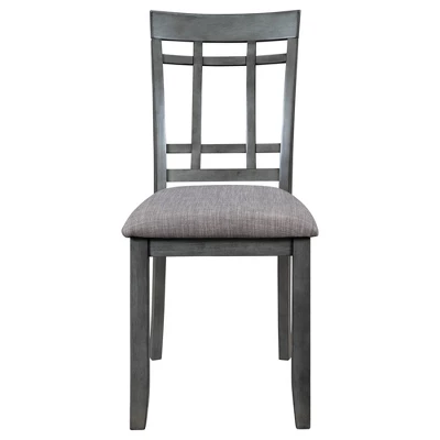 6-Piece Farmhouse Rustic Wooden Dining Table Set With 4 Chairs And Bench, Antique Gray - ModernLuxe 10 6-Piece Farmhouse Rustic Wooden Dining Table Set With 4 Chairs And Bench, Antique Gray - ModernLuxe - Image 8