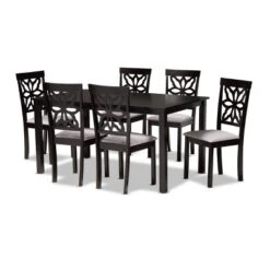 7pc Dallas Fabric Upholstered And Wood Dining Set - Baxton Studio -Furniture Specialty Store GUEST 06cb6cc9 2277 4380 9cdb d3a8b5c4e195