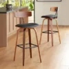 Elm Lane Westwood Wood Swivel Bar Stools Set Of 2 Natural 31" High Farmhouse Rustic Black Faux Leather For Kitchen Counter Height Island -Furniture Specialty Store GUEST 07254a2f a944 4e54 9d97 301233225ca1