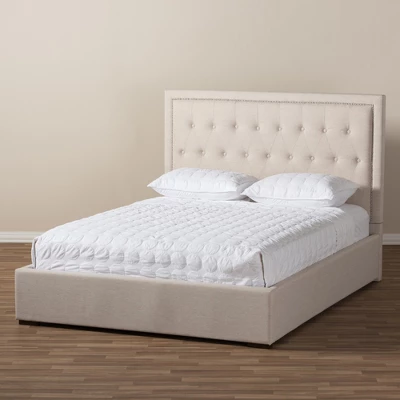 Queen Taylor Modern And Contemporary Fabric Upholstered Gas Lift Platform Bed Light Beige - Baxton Studio 10 Queen Taylor Modern And Contemporary Fabric Upholstered Gas Lift Platform Bed Light Beige - Baxton Studio - Image 8