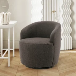 360° Swivel 25.60'' Wide Soft Touch Modern Teddy Tiny Upholstered Barrel Varity Chairs -The Pop Maison -Furniture Specialty Store GUEST 07c76e03 a252 4faf b36e dc24af092962