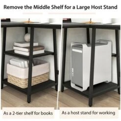 Costway L Shaped Corner Computer Desk Study Table W/Storage Shelves Black/Rustic Brown -Furniture Specialty Store GUEST 081b81c4 f6cb 4df9 a9f3 a7b6cb454935