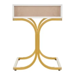 17.75" Rectangular Modern Glam Side Table With Drawer White/Gold - Danya B. -Furniture Specialty Store GUEST 0837ecc7 7ca8 40d6 99cd 7aac603601ae