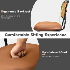 Costway Set Of 2 Bar Stools Faux Leather Bar Height Kitchen Chairs With Rattan Back Brown/Green -Furniture Specialty Store GUEST 08650609 64ba 4d78 bc2b 97832e96db7a