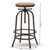Baxton Studio Aline Wood And Rust Finished Steel Adjustable Swivel Barstool Brown - BaxtonStudio -Furniture Specialty Store GUEST 08a43005 80f7 4b29 89e1 57e105698bf6