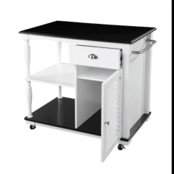 Denrard Rolling Kitchen Island With Storage White/Black - Aiden Lane 16 Denrard Rolling Kitchen Island With Storage White/Black - Aiden Lane -Furniture Specialty Store GUEST 08d684b5 9b80 4565 a487 f1d57781d1c7