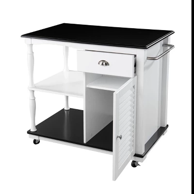 Denrard Rolling Kitchen Island With Storage White/Black - Aiden Lane 9 Denrard Rolling Kitchen Island With Storage White/Black - Aiden Lane - Image 7