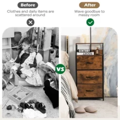 Costway 3 Drawer Dresser W/ Wood Top Sturdy Steel Frame Storage Organizer Dresser -Furniture Specialty Store GUEST 08f04ff9 ab82 4903 9787 7a1f3550584c