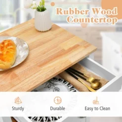 Tangkula Small Kitchen Island On Wheels Mobile Trolley Cart Barn Door Drawer Hooks -Furniture Specialty Store GUEST 0a0797bb 6e51 4985 a691 3a99b765b4ba