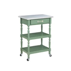 Carolina Kitchen Cart With Stainless Steel Top Green - Boraam
