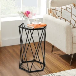 Costway End Table Tempered Glass Top Metal Frame Hexagonal Accent Side Table Living Room 14 Costway End Table Tempered Glass Top Metal Frame Hexagonal Accent Side Table Living Room -Furniture Specialty Store GUEST 0a415bb4 f8d3 4ee6 b895 e2920fe8834f