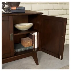 32" Tierney Solid Hardwood Mid Century Low Storage Cabinet Medium Auburn Brown - WyndenHall -Furniture Specialty Store GUEST 0a502942 795f 4542 b181 627c9dbfbeaf