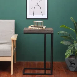 Breeze Casual C Shaped End Table Metal Frame Rustic Brown - Proman Products -Furniture Specialty Store GUEST 0aa266ff 09ce 42ec ad02 46a8b1b4b562