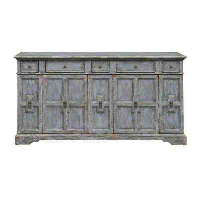 Brett Antique Inspired 4 Door 4 Drawer Storage Credenza/Sideboard Weathered Gray - Treasure Trove 3 Brett Antique Inspired 4 Door 4 Drawer Storage Credenza/Sideboard Weathered Gray - Treasure Trove