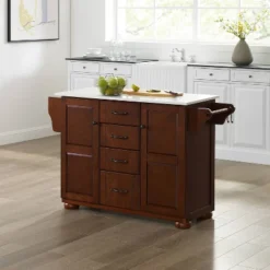 Eleanor Granite Top Kitchen Island Mahogany - Crosley