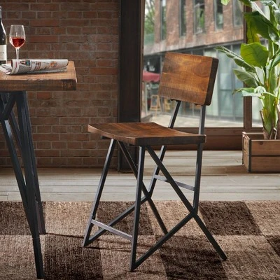 Trestle Counter Height Barstool Amber/Gun Metal 3 Trestle Counter Height Barstool Amber/Gun Metal
