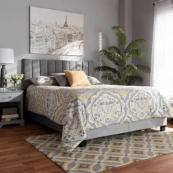 Clare Velvet Panel Bed With Tufted Headboard - Baxton Studio -Furniture Specialty Store GUEST 0cc7488f 7ffc 4f8b b0ad 9da01c7ae879