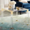 55 Downing Street Modern Cast Acrylic Accent Side End Table 23 1/2" X 24" Clear Gold Spaces Living Room Bedroom Bedside Entryway -Furniture Specialty Store GUEST 0cdba546 df1f 4e37 999f 0dd0385618ec