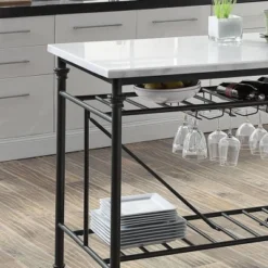 50" Mera Kitchen Island White Cultured Stone/Gray Finish - Acme Furniture -Furniture Specialty Store GUEST 0ce1bd7f d3de 4910 a164 f106ac7bd651