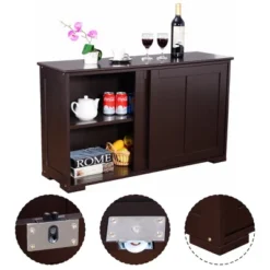 Costway Kitchen Storage Cabinet Sideboard Buffet Cupboard Wood Sliding Door Pantry Brown -Furniture Specialty Store GUEST 0cf8f0db 2adf 4e19 a19b 8fe73004466e