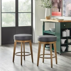 2pc Linden Swivel Counter Height Barstools - Angelo:HOME