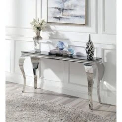 Forge Glam Glass Top Sofa Table Black/Silver - MiBasics