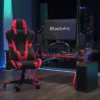 BlackArc Bravo Red Gaming Desk & Chair Set: High Back Gaming Chair With Lumbar Support & Adjustable Arms; Desk With Cupholder/Headphone Hook
