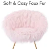 BirdRock Home Pink Faux Fur Papasan Chair With Pale Gold Legs