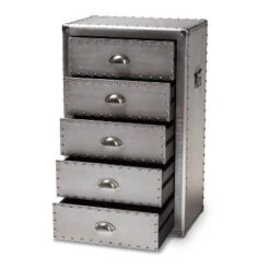5 Drawer Davet Metal Accent Chest Silver - Baxton Studio -Furniture Specialty Store GUEST 0df383d4 1d1f 48b0 9ff3 a7c926ac7701