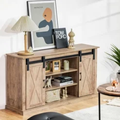 Costway 55'' Sliding Barn Door TV Stand Entertainment Media Console W/ Adjustable Shelf -Furniture Specialty Store GUEST 0e4707a4 bc79 4d53 8927 6b11010eea95