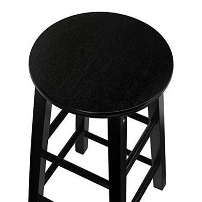 PJ Wood Classic Round Seat 29" Tall Kitchen Counter Stools For Homes, Dining Spaces, And Bars With Backless Seats & 4 Square Legs, Black (Set Of 4) 6 PJ Wood Classic Round Seat 29" Tall Kitchen Counter Stools For Homes, Dining Spaces, And Bars With Backless Seats & 4 Square Legs, Black (Set Of 4) - Image 4