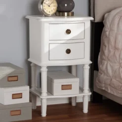 Audrey Finished 2 Drawer Nightstand White - Baxton Studio -Furniture Specialty Store GUEST 0e83a170 2c2f 4554 99eb 6c404460c79d