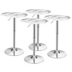 Costway 4PCS Round Bistro Bar Table Height Adjustable 360-degree Swivel WhiteBlack -Furniture Specialty Store GUEST 0f4d9c23 ee49 4c65 80fd 00c2762f702b