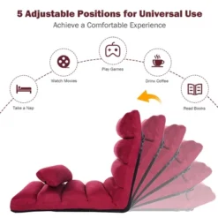 Costway Folding Lazy Sofa Chair Stylish Sofa Couch Bed Lounge Chair W/Pillow Burgundy -Furniture Specialty Store GUEST 0f888571 94de 460b 8cc2 979fe789b6e6